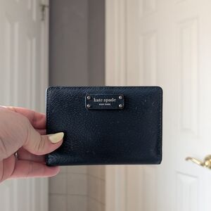 kate spade Navy Pebbled Leather Card Wallet